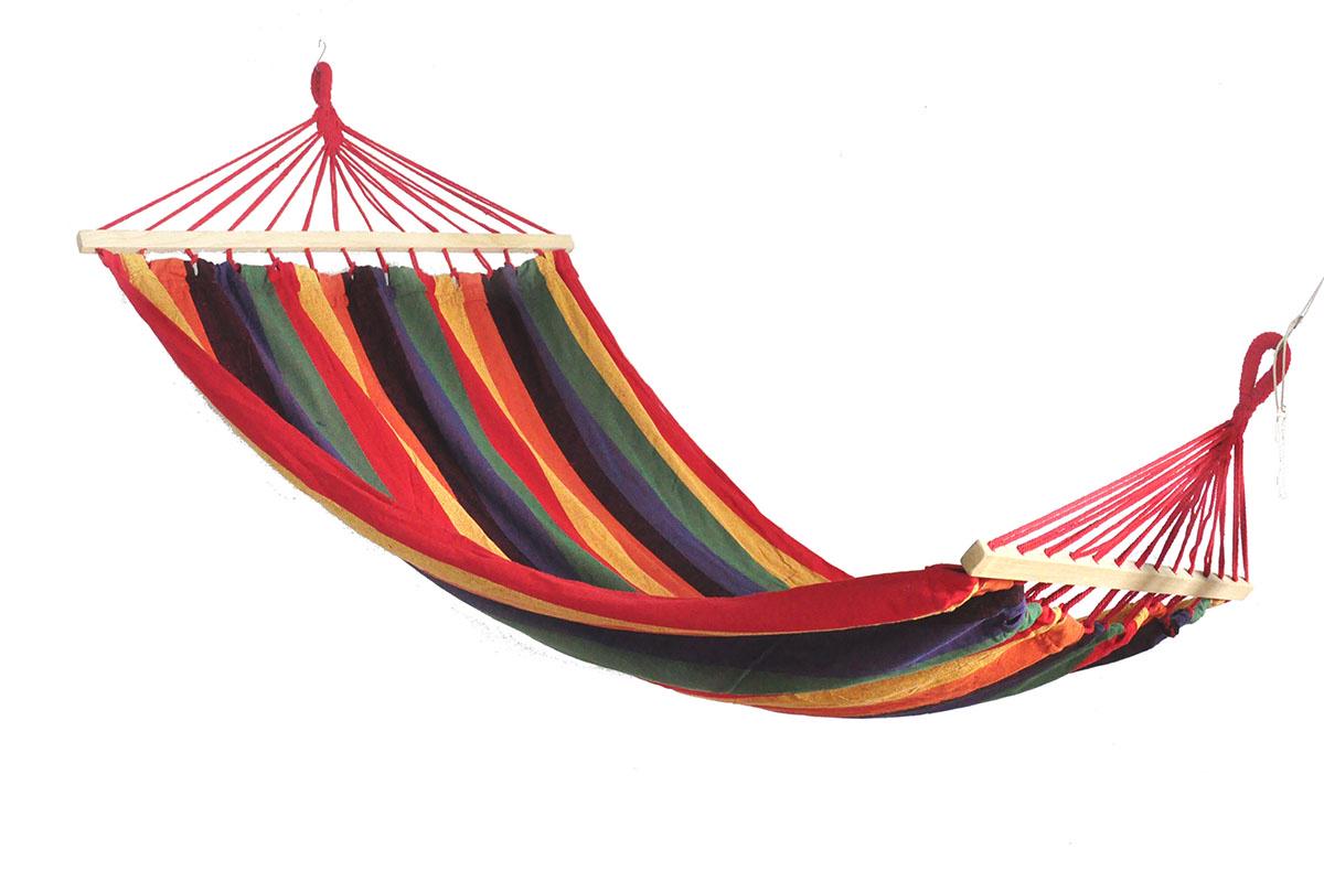 Гамак мексиканський ABC тканинний з дерев'яною поперечиною підвісний 200х80 см Червоний