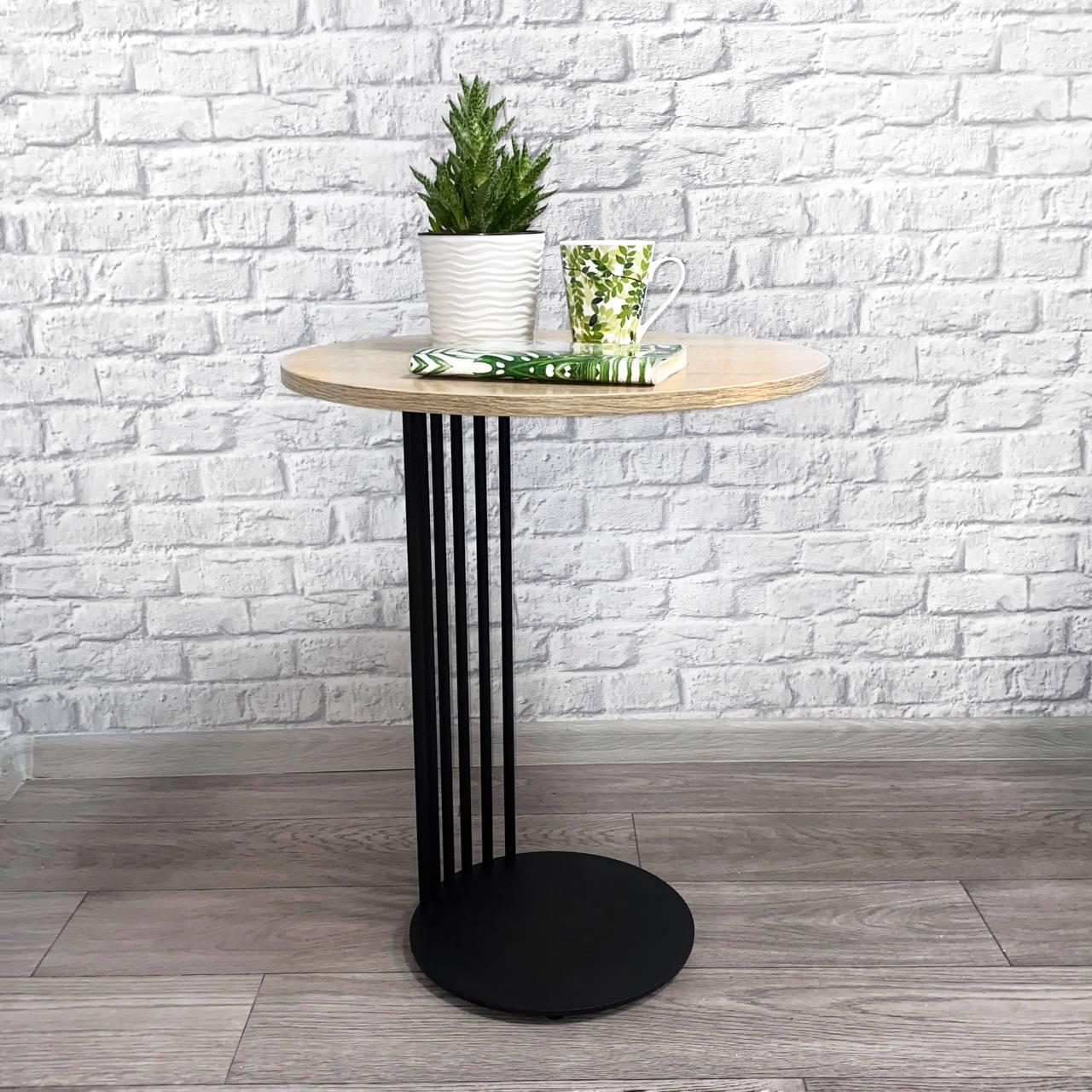 Журнальний столик Krei Арфа стільниця Д-500 низ Д-300х6 Н 620 мм Дуб сонома/Чорний (ГЖС2007.60)