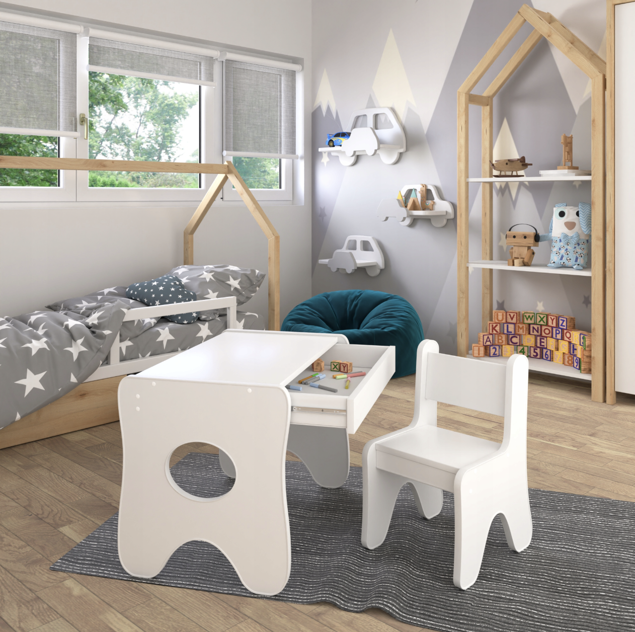 Стільчик для дитячої кімнати 55х37х33 см Білий - фото 4 Стільчик для дитячої кімнати 55х37х33 см Білий - фото 4