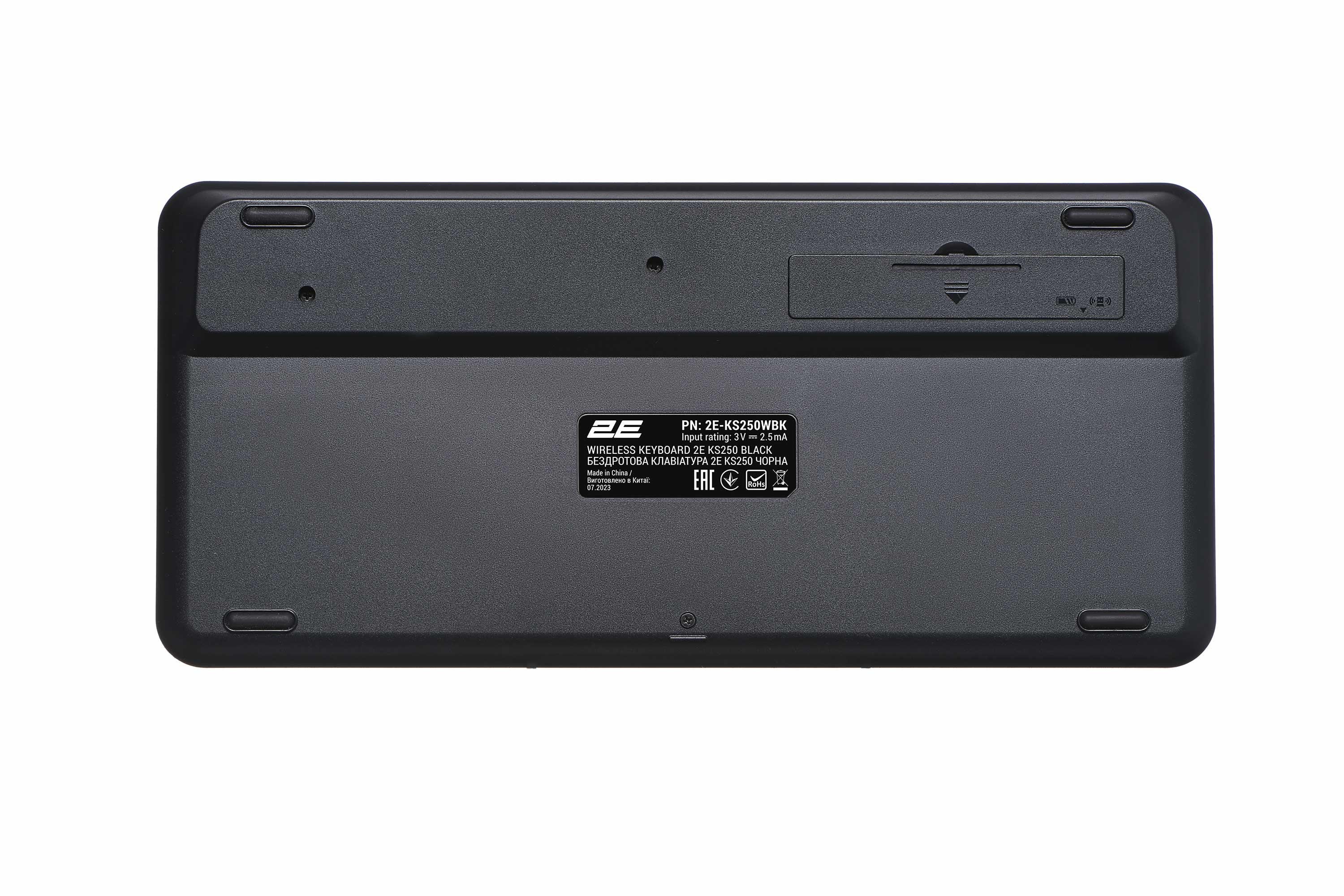 Клавиатура мембранная 2E KS250 беспроводная Plug and Play Черный/Серый (2E-KS250WBK_UA) - фото 3