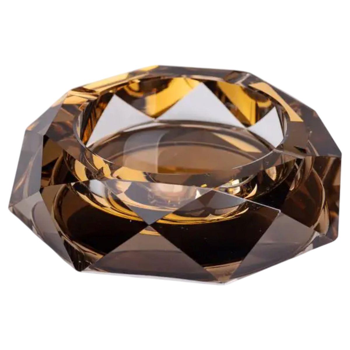 Пепельница для сигарет стеклянная настольная 14,5x4 см Золотистый (7203)