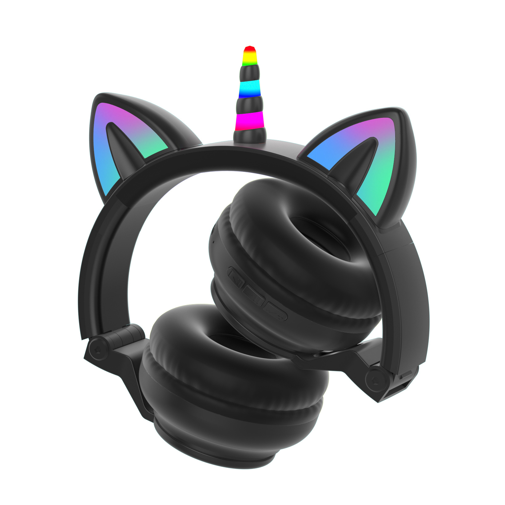 Навушники бездротові Cute Headset 27STN/Bluetooth Котячі вушка з мульти RGB/MP3 плеєром Black - фото 3