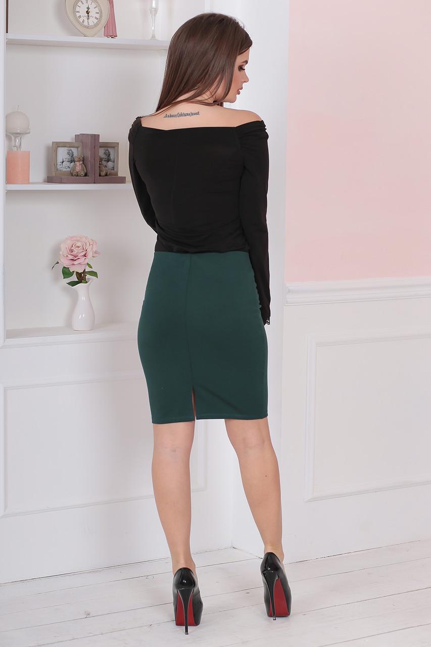 Юбка карандаш с разрезом 0079 M M Dark Green - фото 3 Юбка карандаш с разрезом 0079 M M Dark Green - фото 3