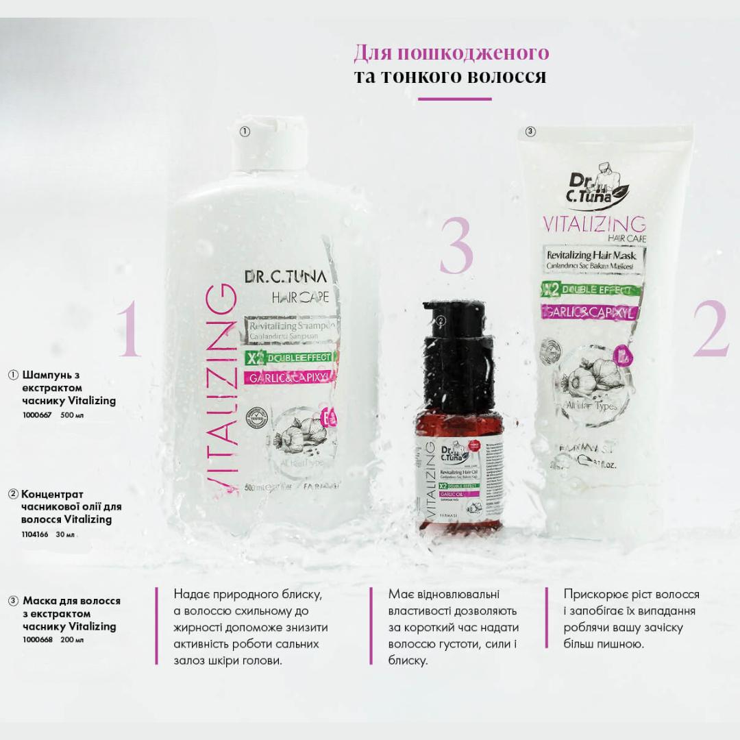 Шампунь против выпадения волос Farmasi Vitalizing с экстрактом чеснока 500 мл (77628002) - фото 2