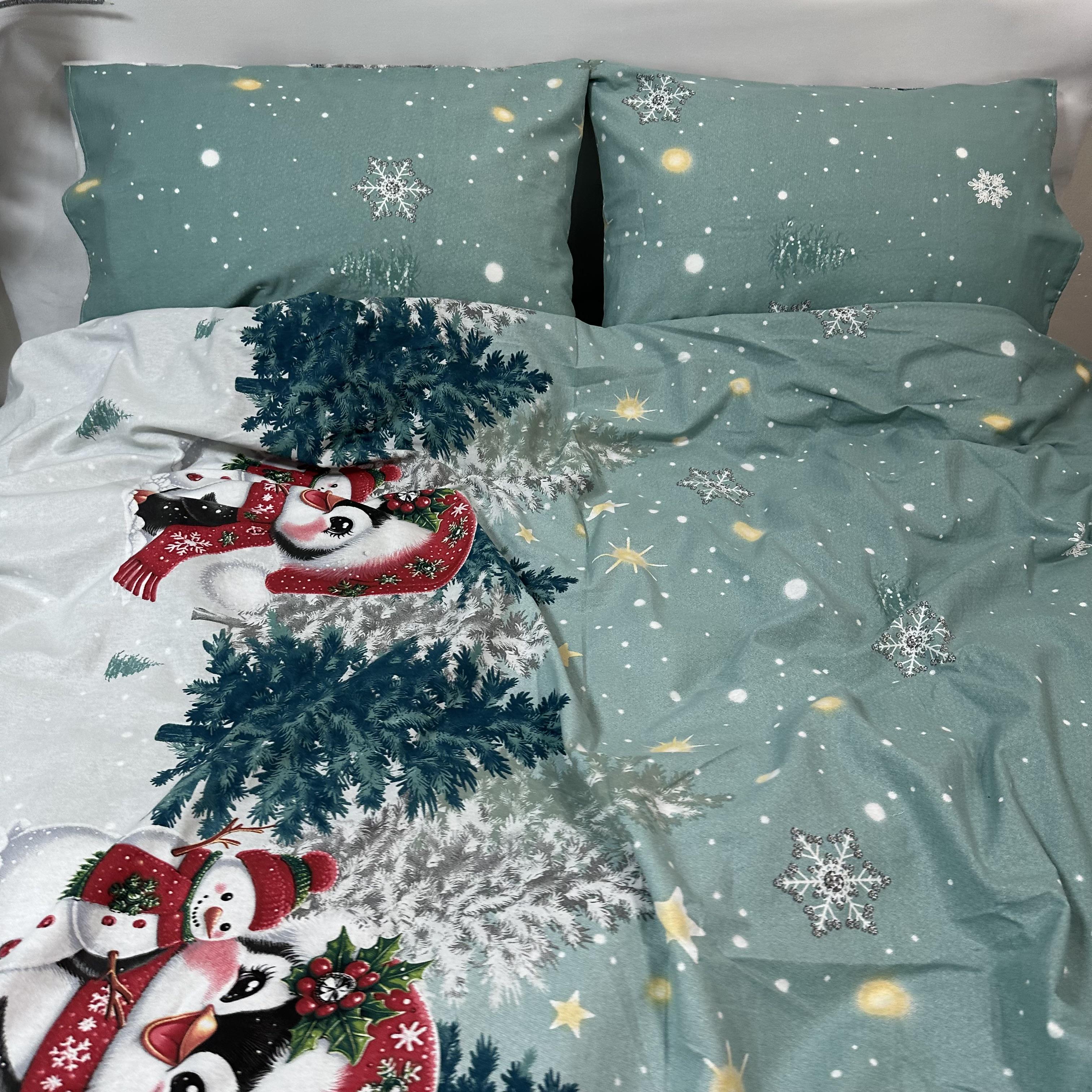 Комплект постільної білизни байкова Зимовий євро Бірюзовий (байка 10-3) - фото 10 Комплект постільної білизни байкова Зимовий євро Бірюзовий (байка 10-3) - фото 10