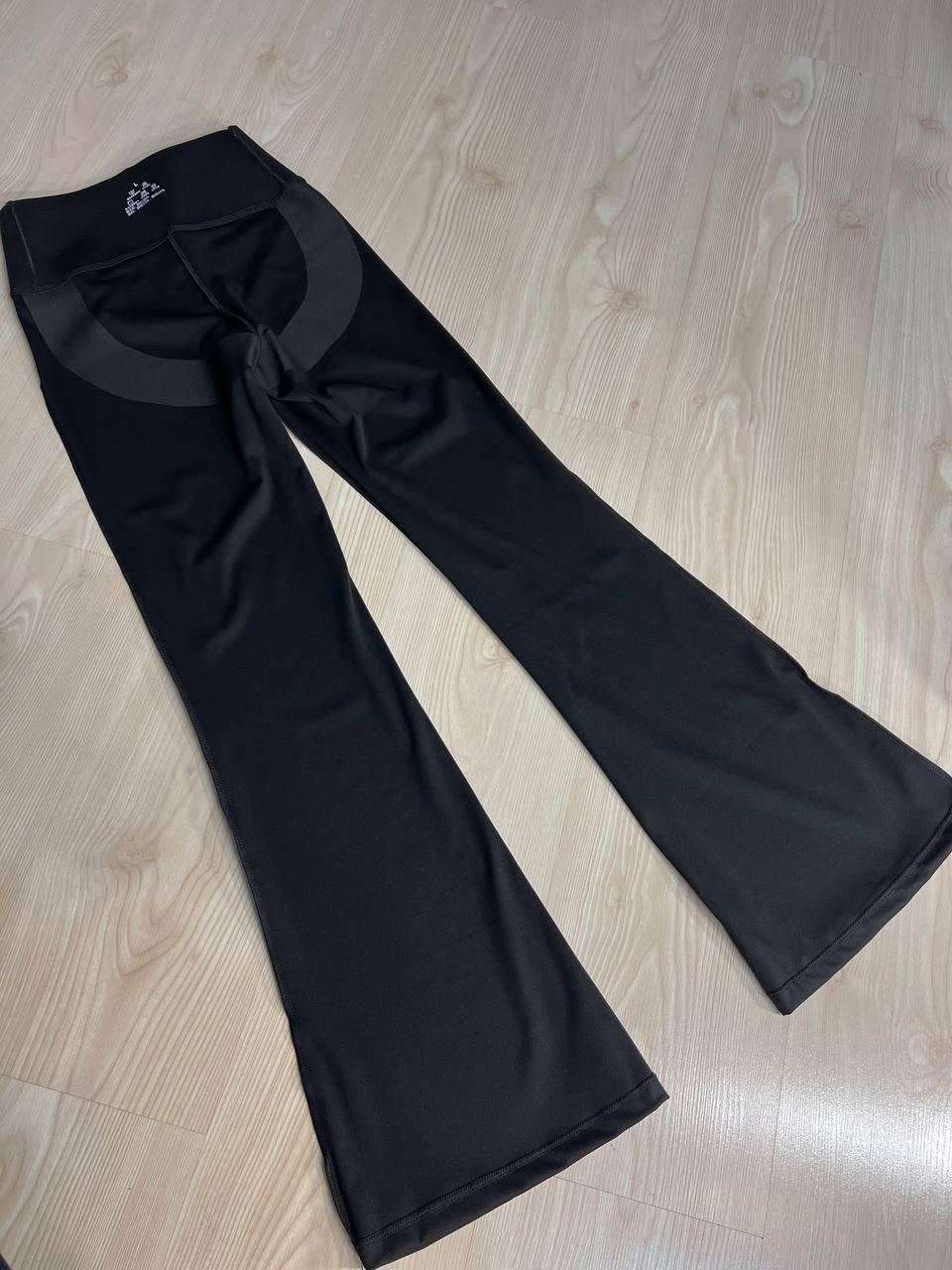 Лосини жіночі Immet 3317 кльош від коліна широкий пояс утяжка висока талія M Чорний (3706) - фото 3 Лосини жіночі Immet 3317 кльош від коліна широкий пояс утяжка висока талія M Чорний (3706) - фото 3