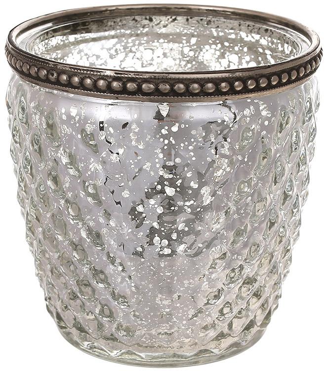 Подсвечник стеклянный Antique 9,5 см Античное серебро