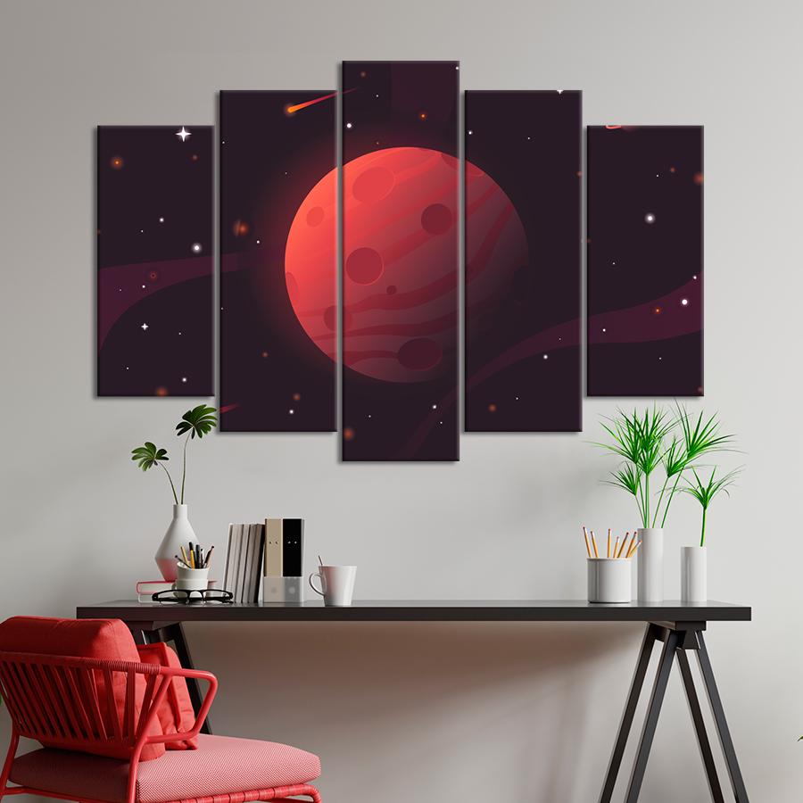 Картина на холсте Красная планета с круглыми кратерами 137x85 см (V218-5_L) Картина на холсте Красная планета с круглыми кратерами 137x85 см (V218-5_L)