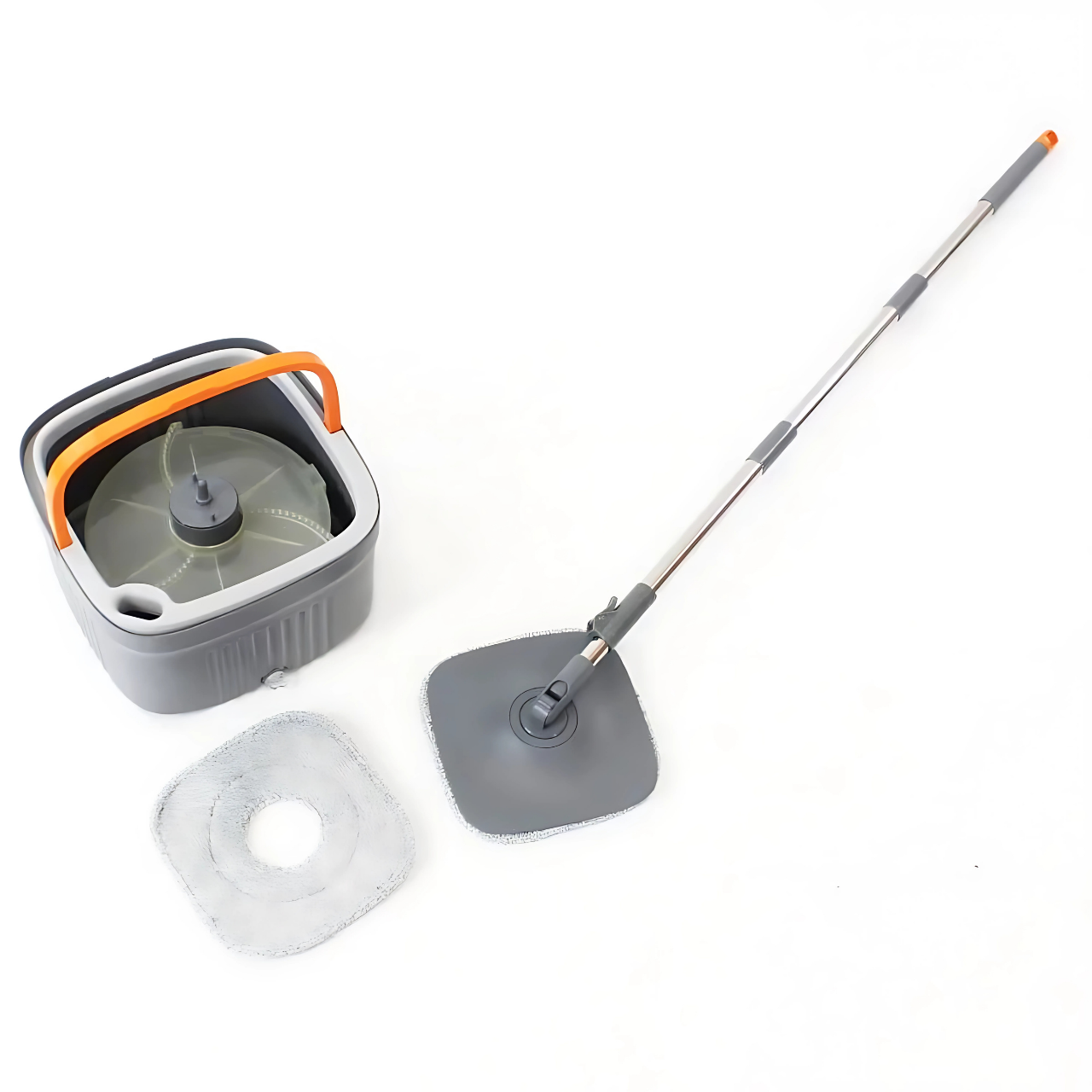 Комплект для уборки швабра/2 насадки с бесконтактным отжимом и ведром 6 л Оранжевый (9411442156) - фото 3