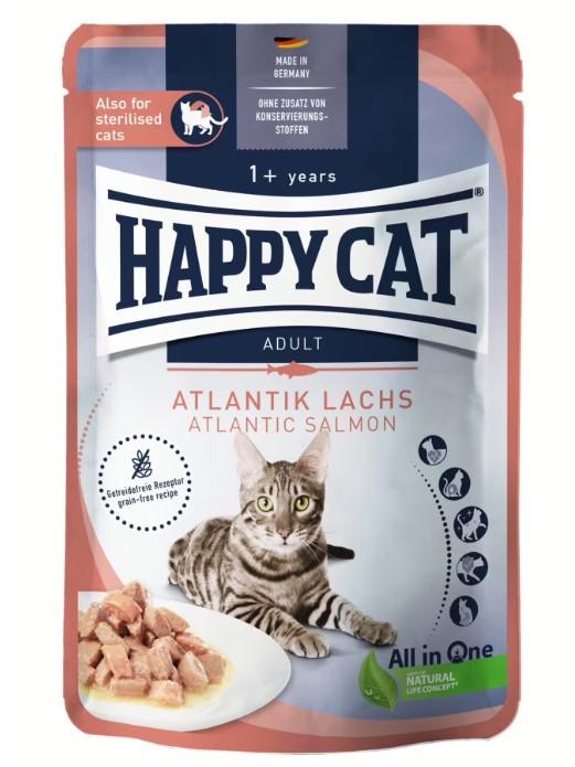 Корм влажный Happy Cat Culinary Atlantic Salmon в виде кусочков в соусе для кошек с лососем 85 г (1005193)