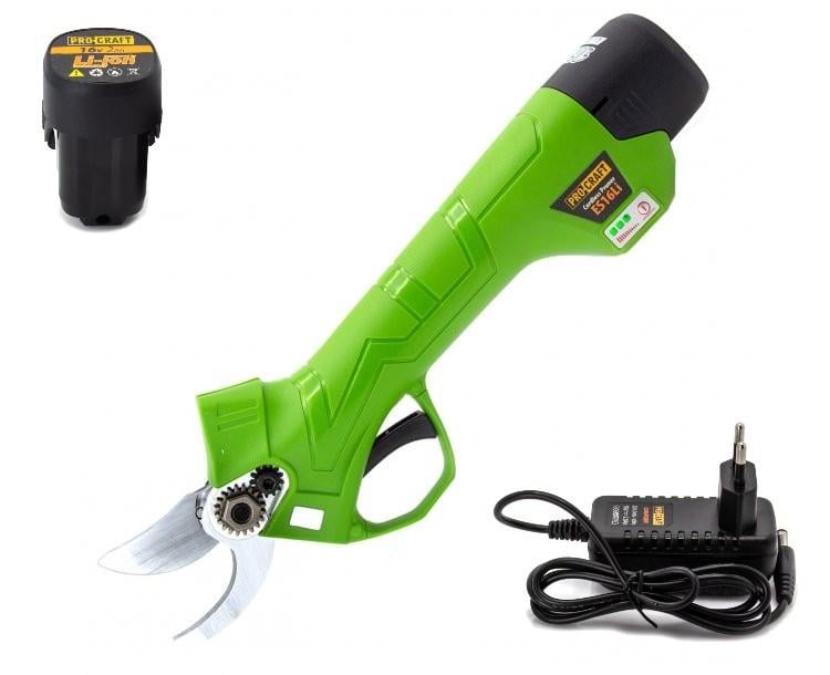 Комплект Procraft ES-16/2 акумуляторний секатор з зарядним 16/3 та АКБ 16V