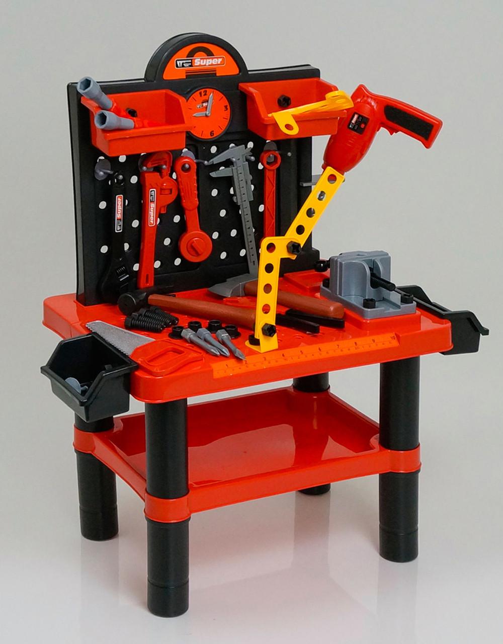 Набор 57008 столик с инструментами дрель на батарейках в коробке