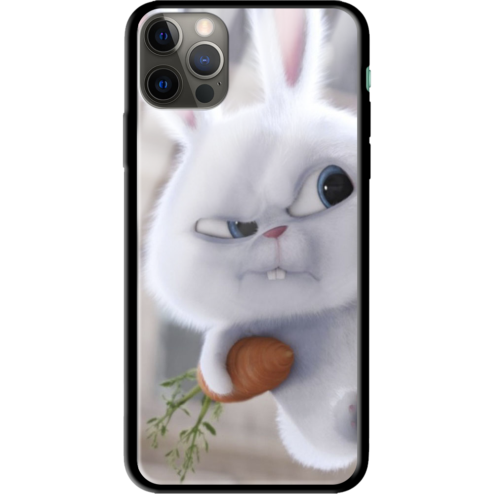 Чехол Boxface iPhone 12 Pro Max Rabbit Snowball Черный силикон со стеклом (41085-up1116-41128)