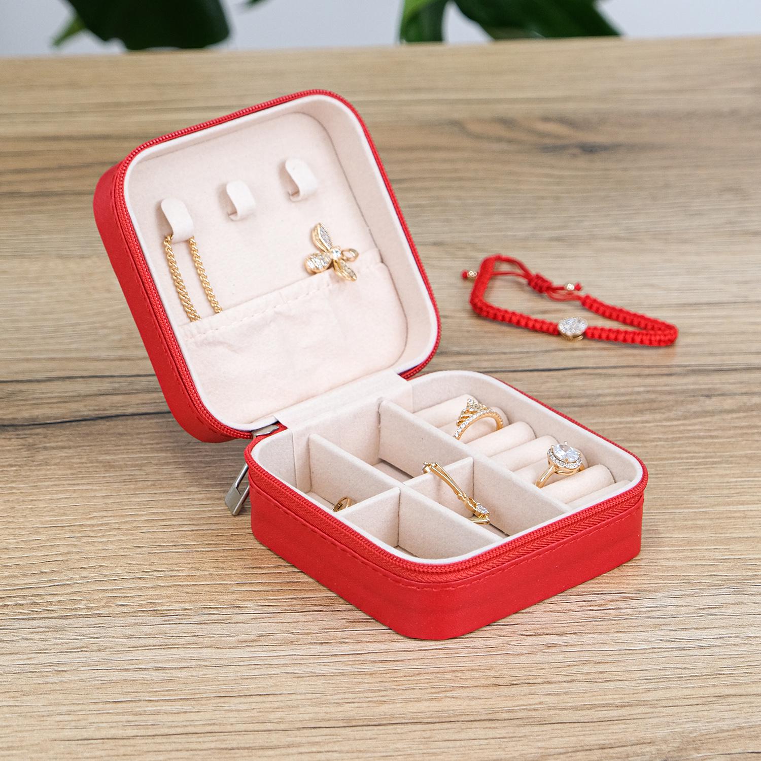 Скринька для прикрас Гранд Презент дорожня 10х10х5 см Червоний (JZ-019-6)