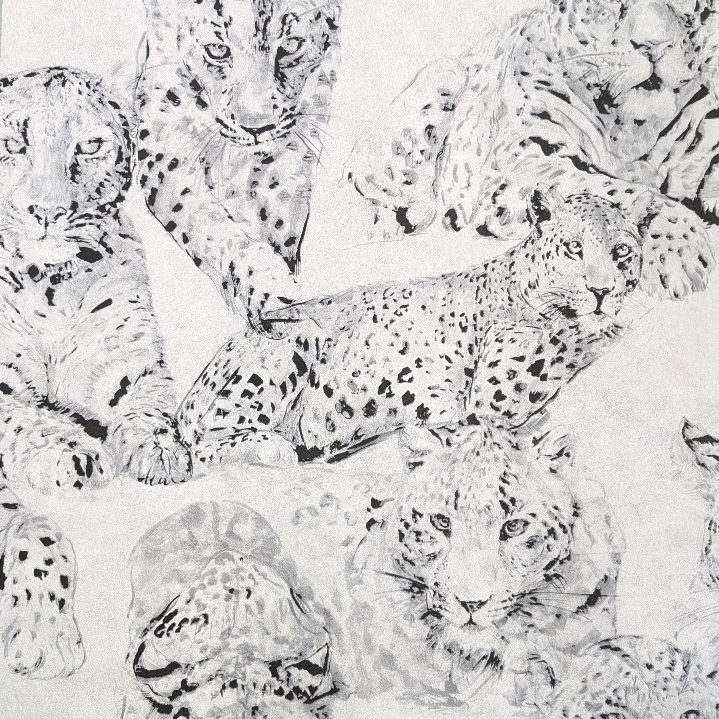 Обои виниловые Decoprint Blooming BL22720 Пантера на флизелиновой основе 53 см Серый (31119767)