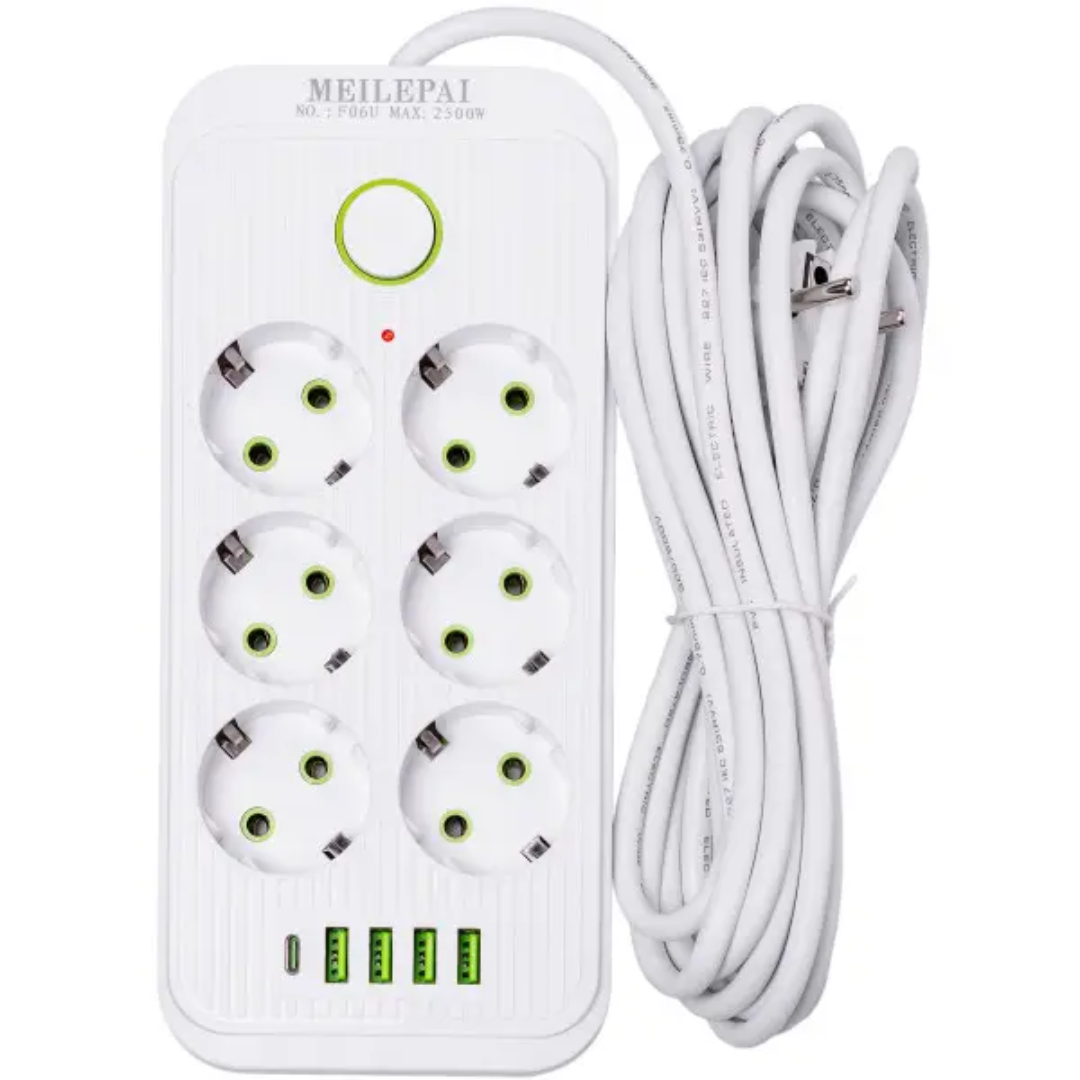 Фільтр-подовжувач мережевий SMART 6 розеток 5 USB 5 м Білий - фото 2