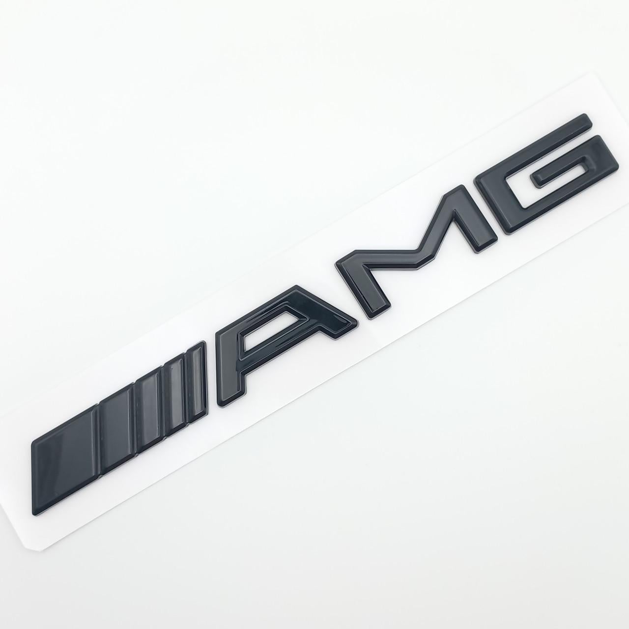 Емблема напис AMG Mercedes Benz до 2012 року ABS 19,2х2 см Чорний глянцевий (2679482966)