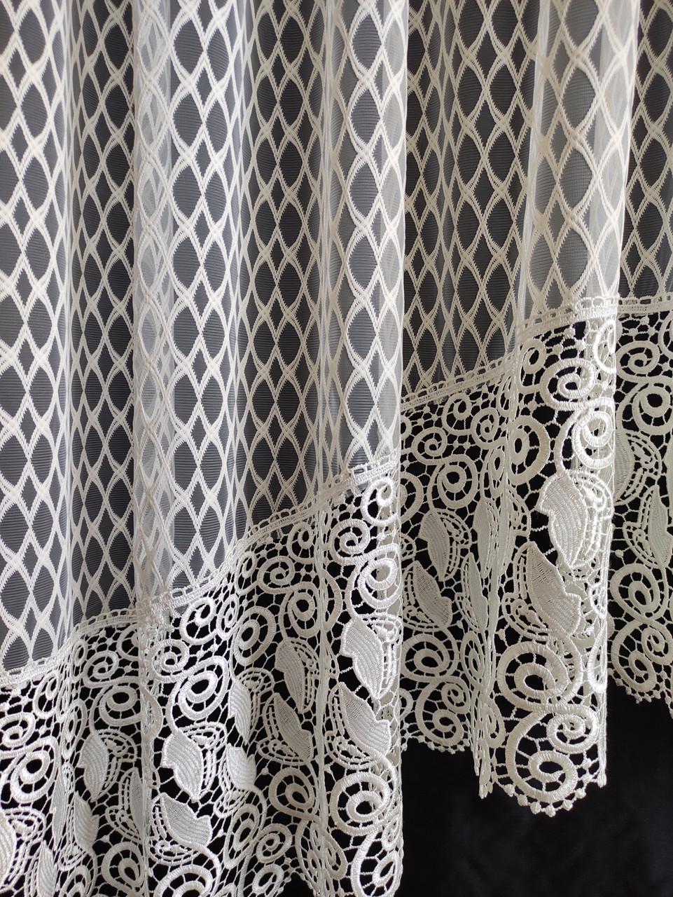 Занавеска аркой Ромб с кружевом 300х180 см Молочный (а30 м-1рм) - фото 2 Занавеска аркой Ромб с кружевом 300х180 см Молочный (а30 м-1рм) - фото 2