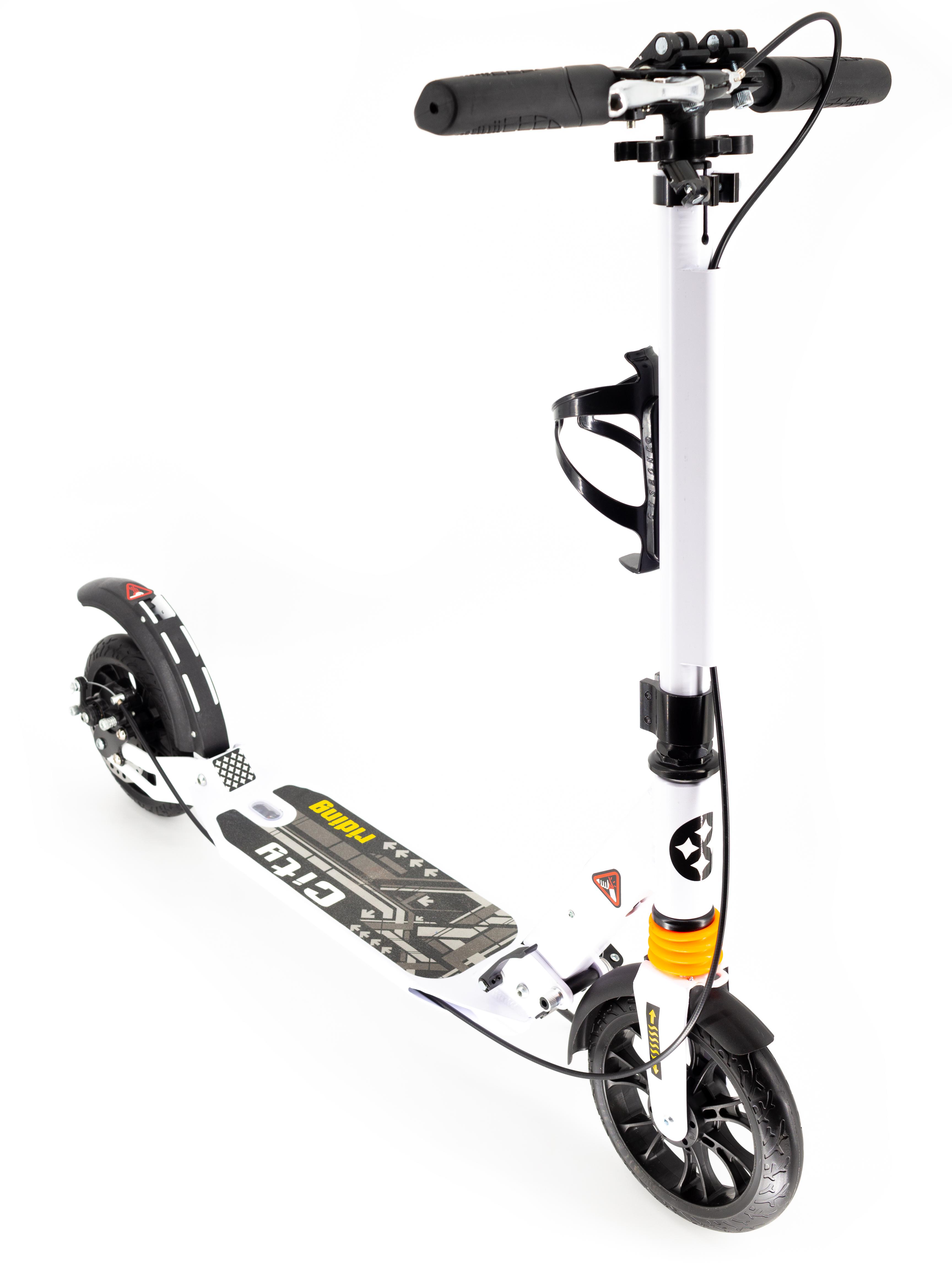 Самокат Scooter Power 692 Urban City Style с дисковым тормозом и амортизатором Белый (692-white)