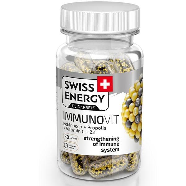 Натуральная добавка для иммунитета Swiss Energy IMMUNOVIT Echinacea+Propolis+Vitamin C+Zn 30 капс. (000026747)