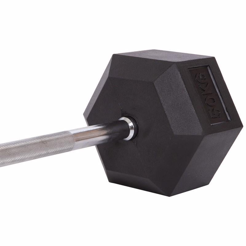 Штанга Zelart Record Rubber Hexagon Barbell фиксированная прямая обрезиненная TA-6230-50 длина 95 см 50 кг (DR002601) - фото 4