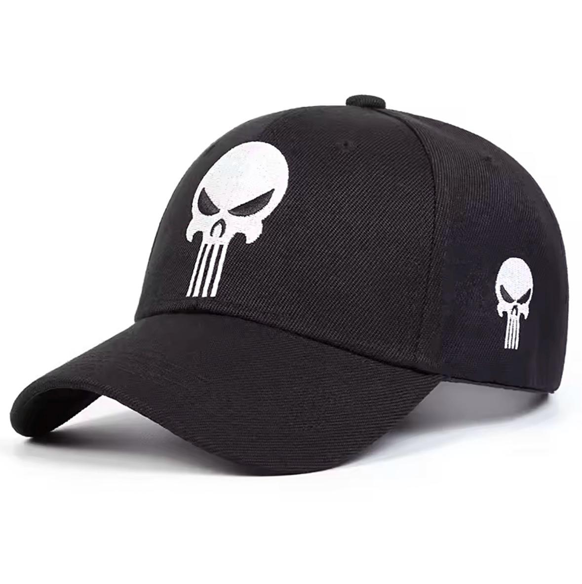 Кепка бейсболка Wuke логотип Каратель Punisher череп с изогнутым козырьком унисекс one size Черный