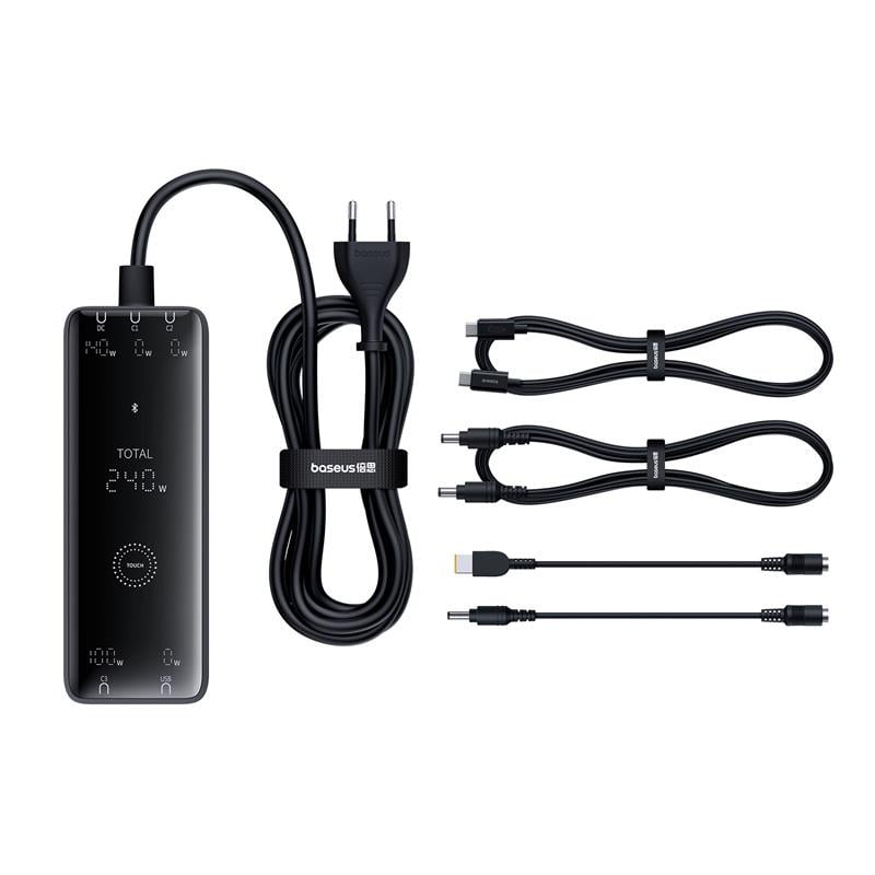 Зарядний пристрій для кабелю BASEUS Baseus Digital GaN Intelligent Desktop Fast Charger 3C+U+DC 240W EU Cluster Black (P10163901113-00) - фото 9 Зарядний пристрій для кабелю BASEUS Baseus Digital GaN Intelligent Desktop Fast Charger 3C+U+DC 240W EU Cluster Black (P10163901113-00) - фото 9