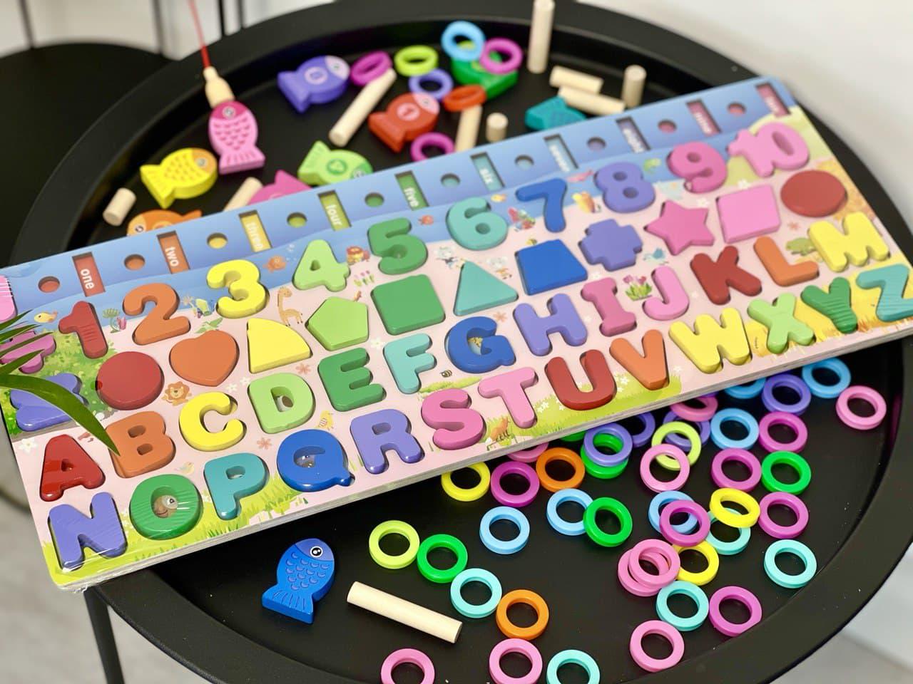 Деревянная развивающая игрушка геометрика Oray рыбалка 5 рядов