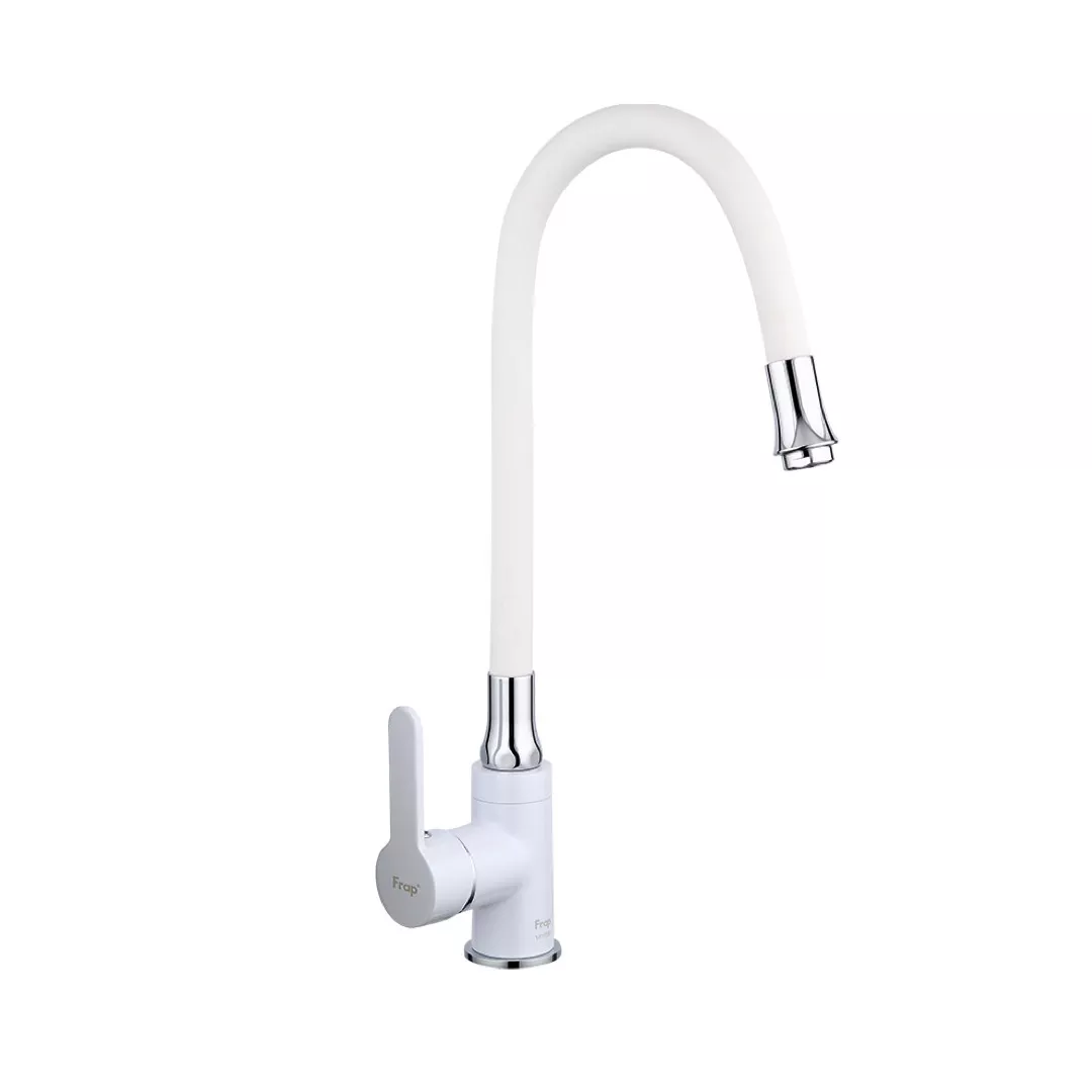 Змішувач для кухні Frap F4041 з гнучким виливом Білий/Хром (SQ-1033660)