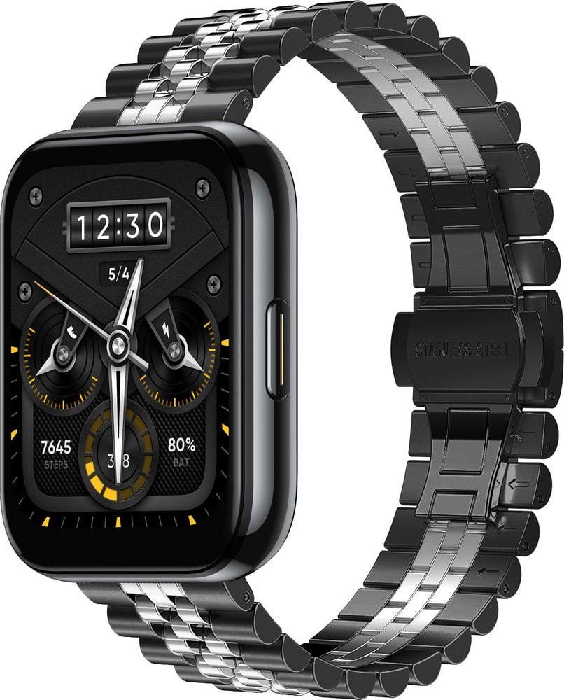 Браслет металевий Stech Line для Realme Watch 2/2 Pro Black Silver (37280-03)