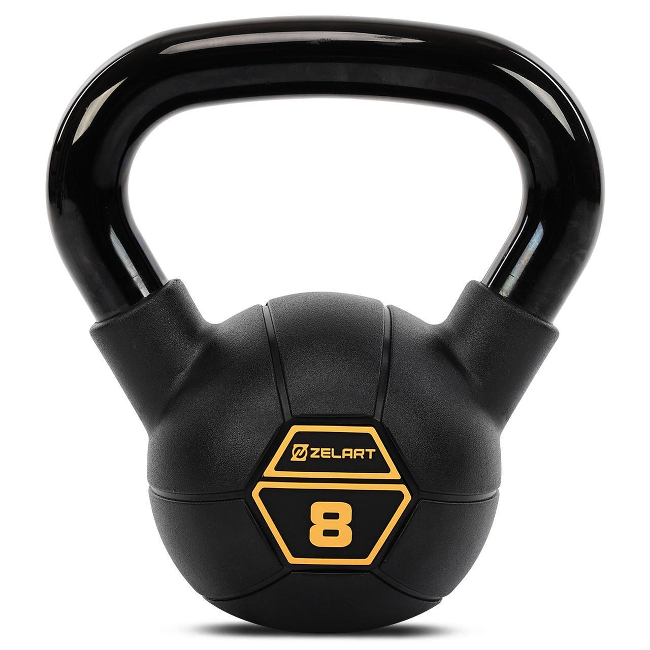 Гиря тренировочная цельная Mdbuddy TA-5428-8 стальная с PVC покрытием 8 кг Черный (2532856775)