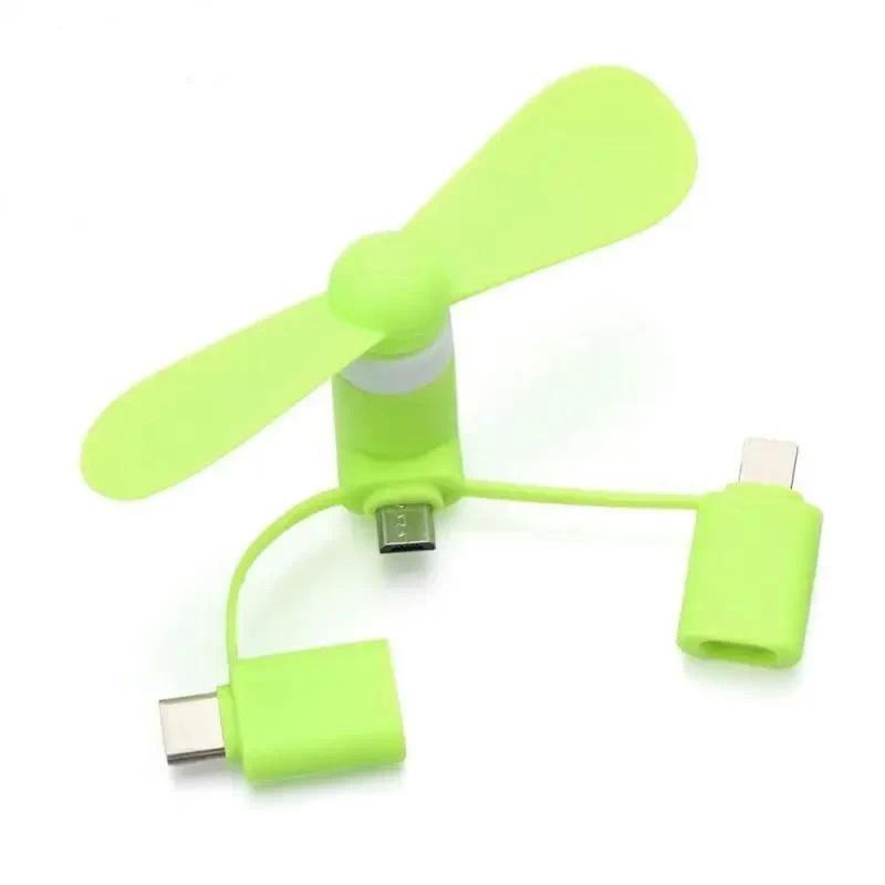 Вентилятор для телефона 3в1 Micro-Usb/Type-c для Салатовый (2794)