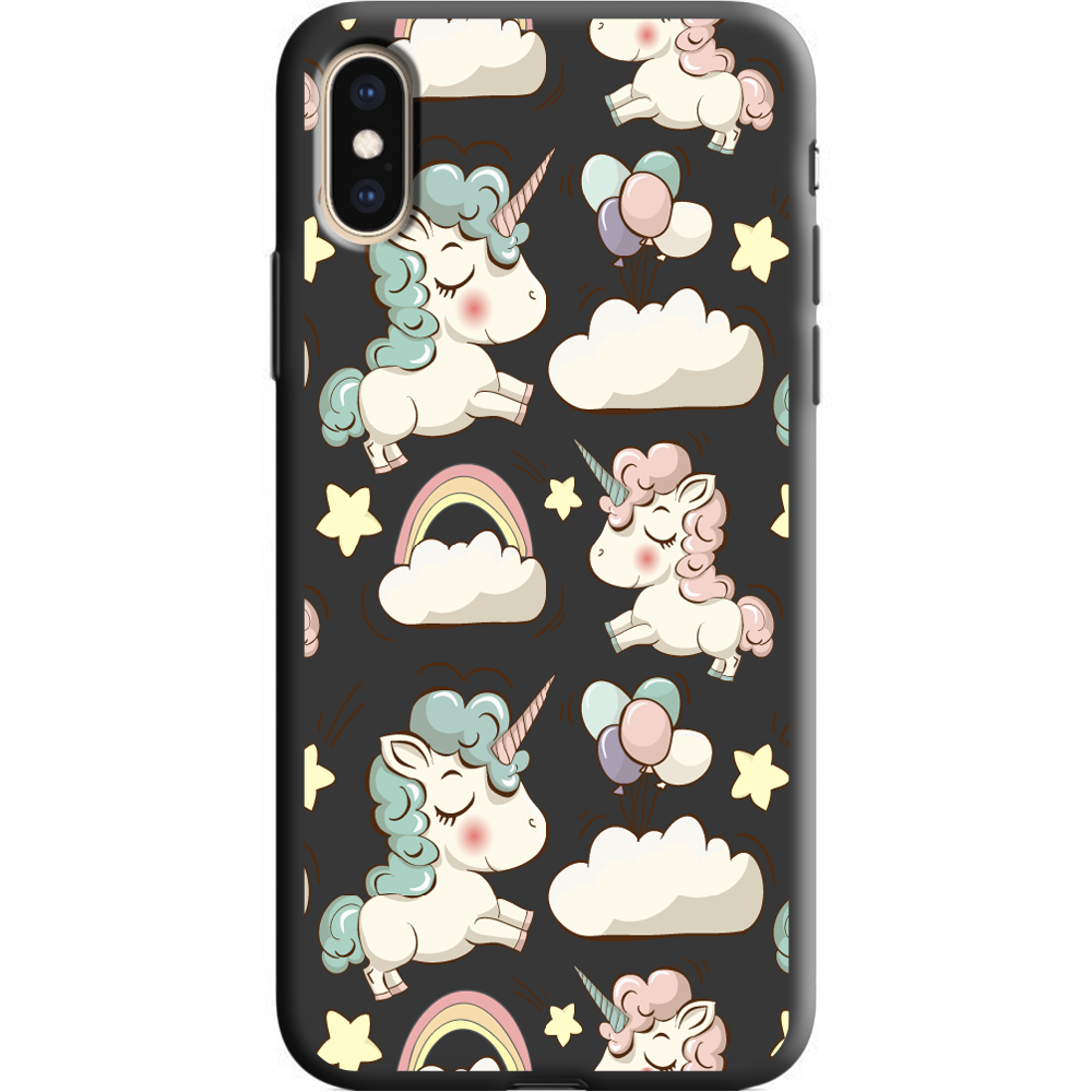 Чехол Boxface iPhone XS Unicorns Черный силикон (35413-cc2-38046) - фото 1