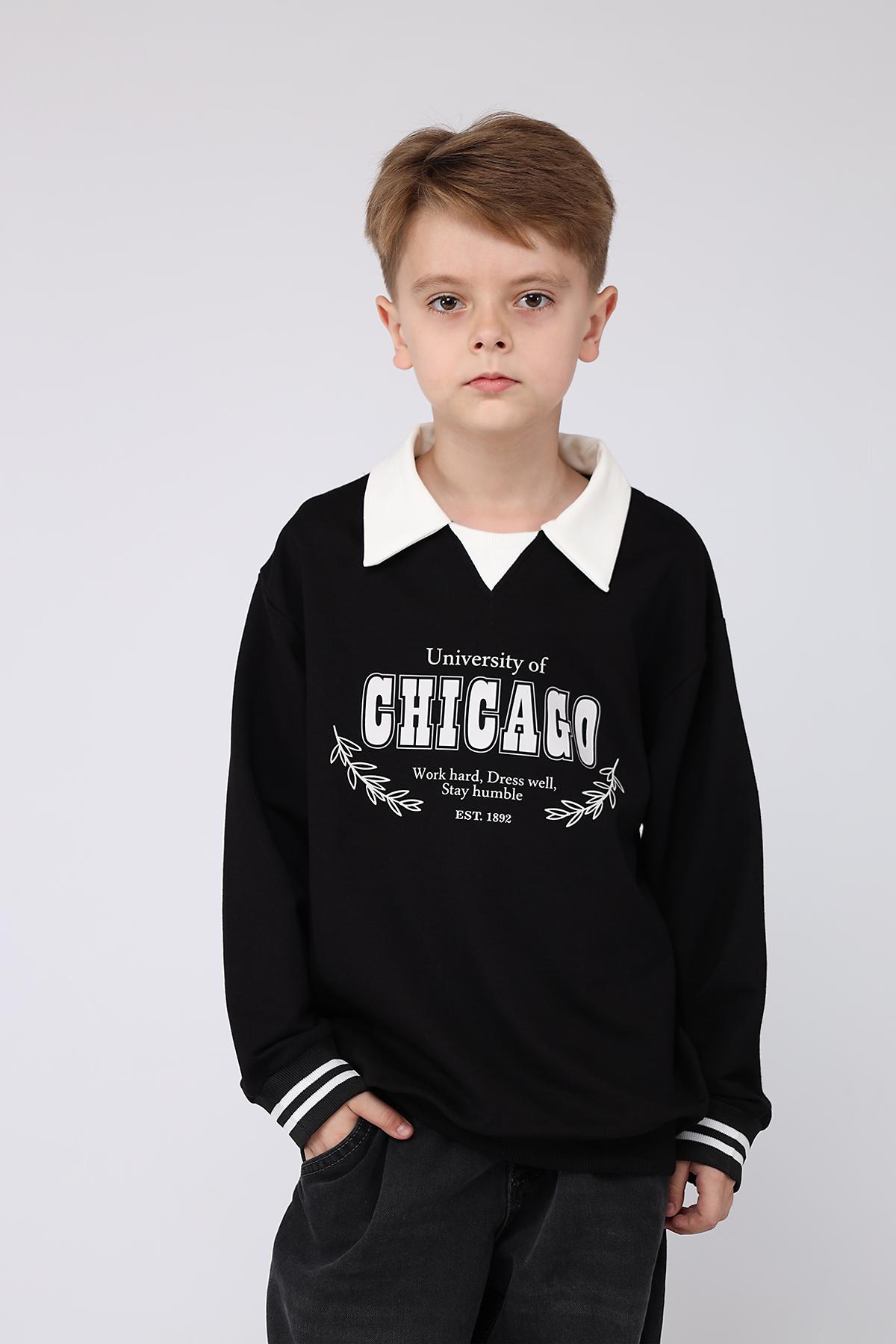 Джемпер-обманка для мальчика ЦБ-00279475 140 см Черный (28576165)