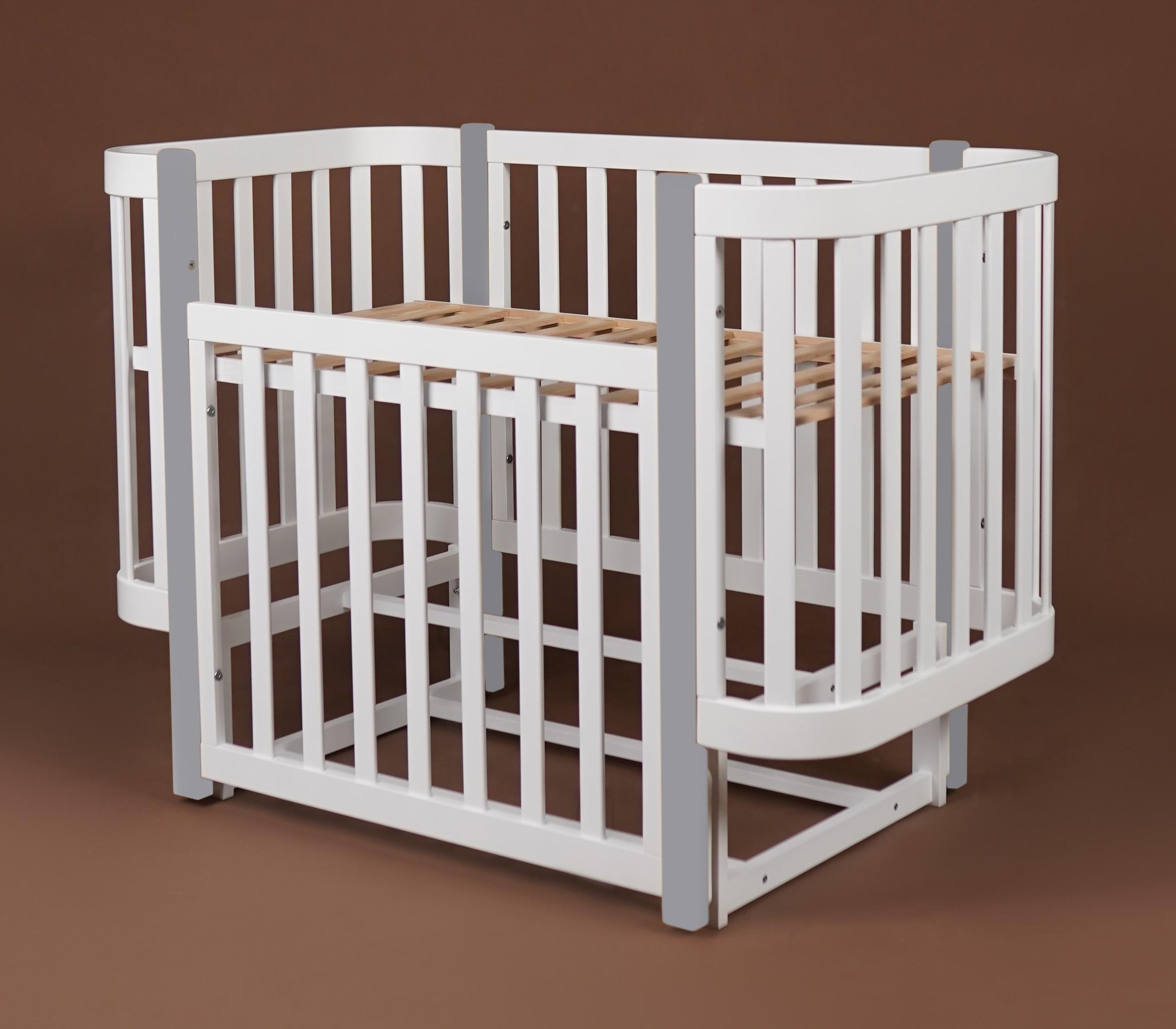 Детская кроватка Dominanta Венеція с маятником и подвижной боковиной Белый с серым (ЛД 9 БС_02) - фото 3 Детская кроватка Dominanta Венеція с маятником и подвижной боковиной Белый с серым (ЛД 9 БС_02) - фото 3