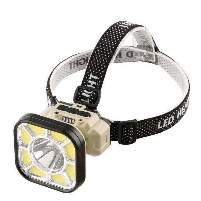 Ліхтар налобний 826XS-XPE 8COB з велокріпленням та датчиком руху Motion Sensor Бежевий