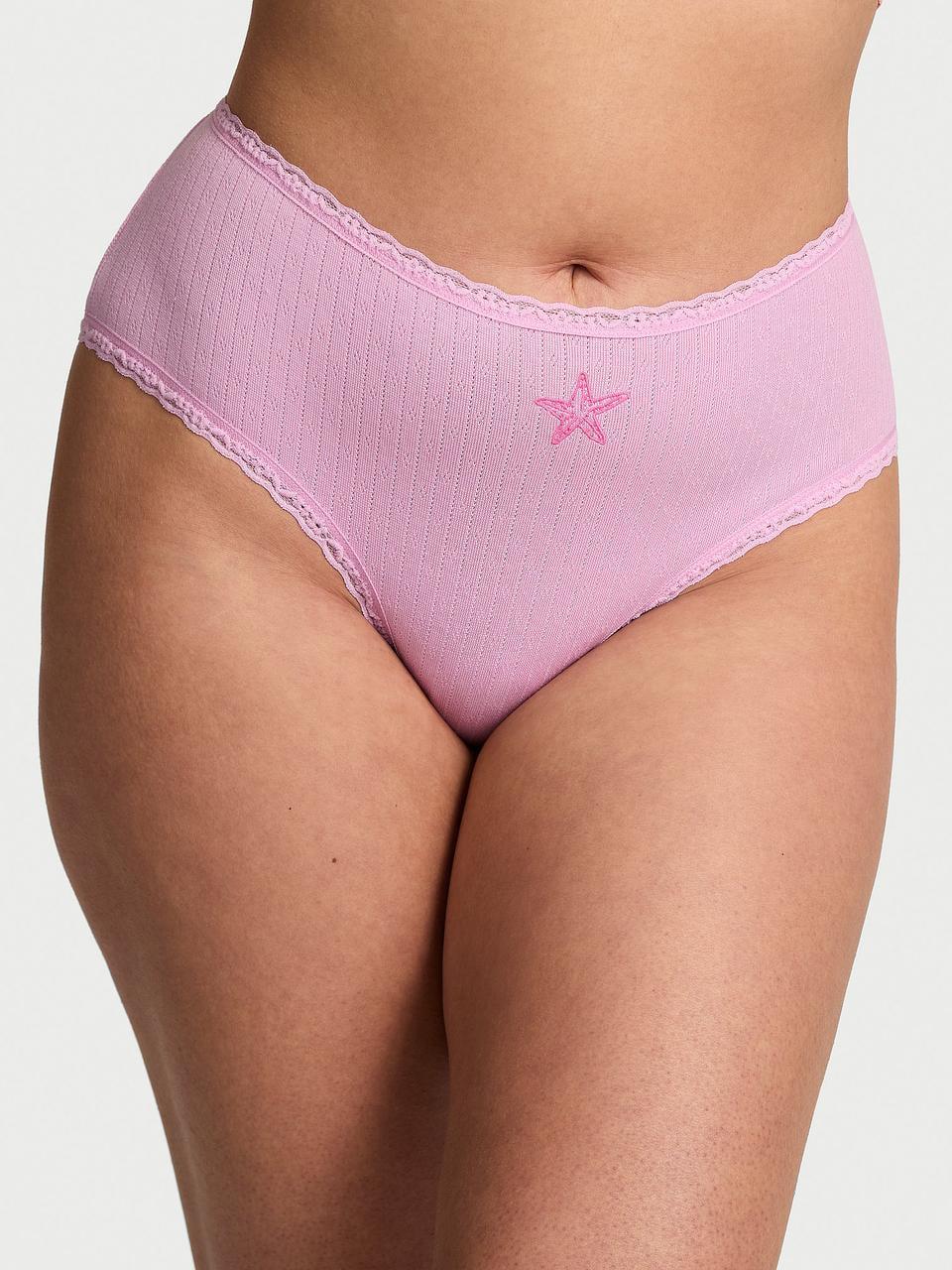 Трусики женские Victoria's Secret Cotton Lace-Waist Cheeky XXL Розовый (34312955164534)
