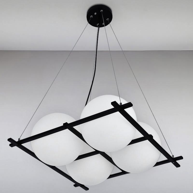 Люстра подвесная Light House LS-15532-4 на четыре лампы Черный/Белый