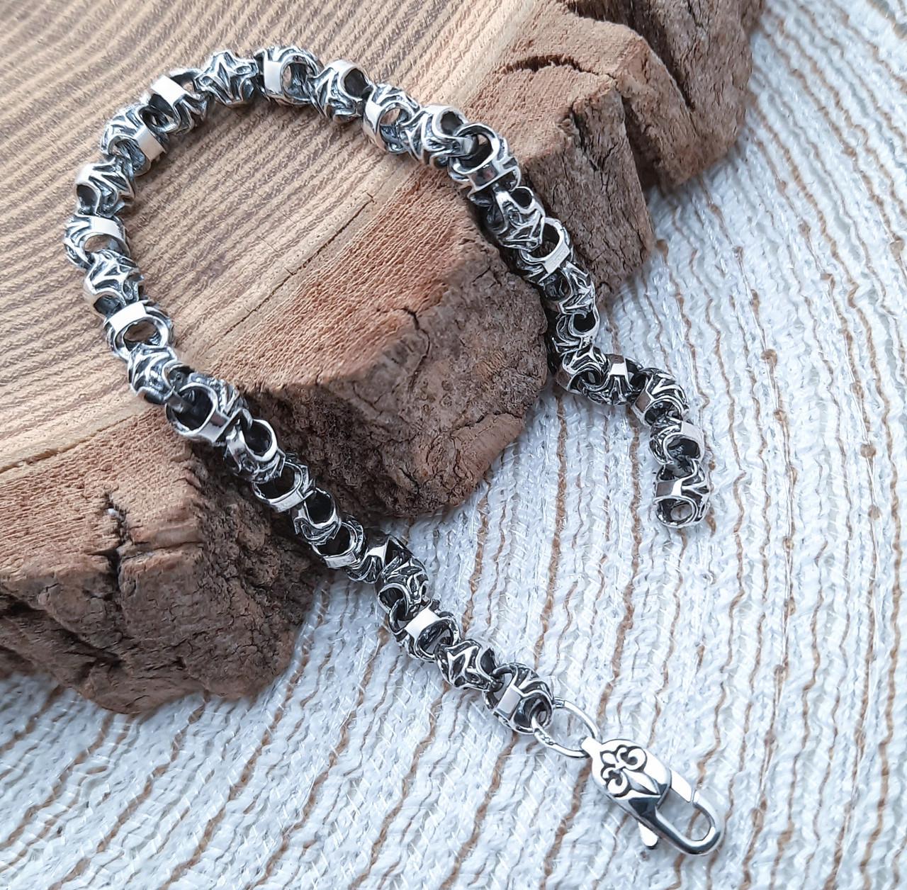 Срібний браслет плетіння Краб 23 см (2371698399)