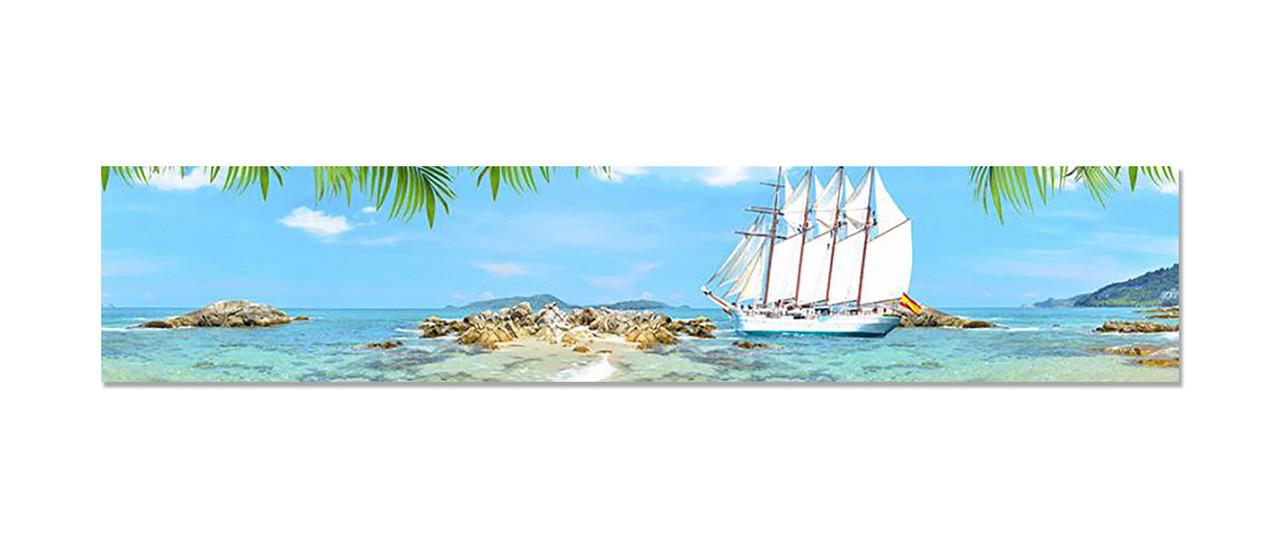 Наклейка виниловая на кухню Zatarga Белый Парусник 600х3000 мм (1289776839)