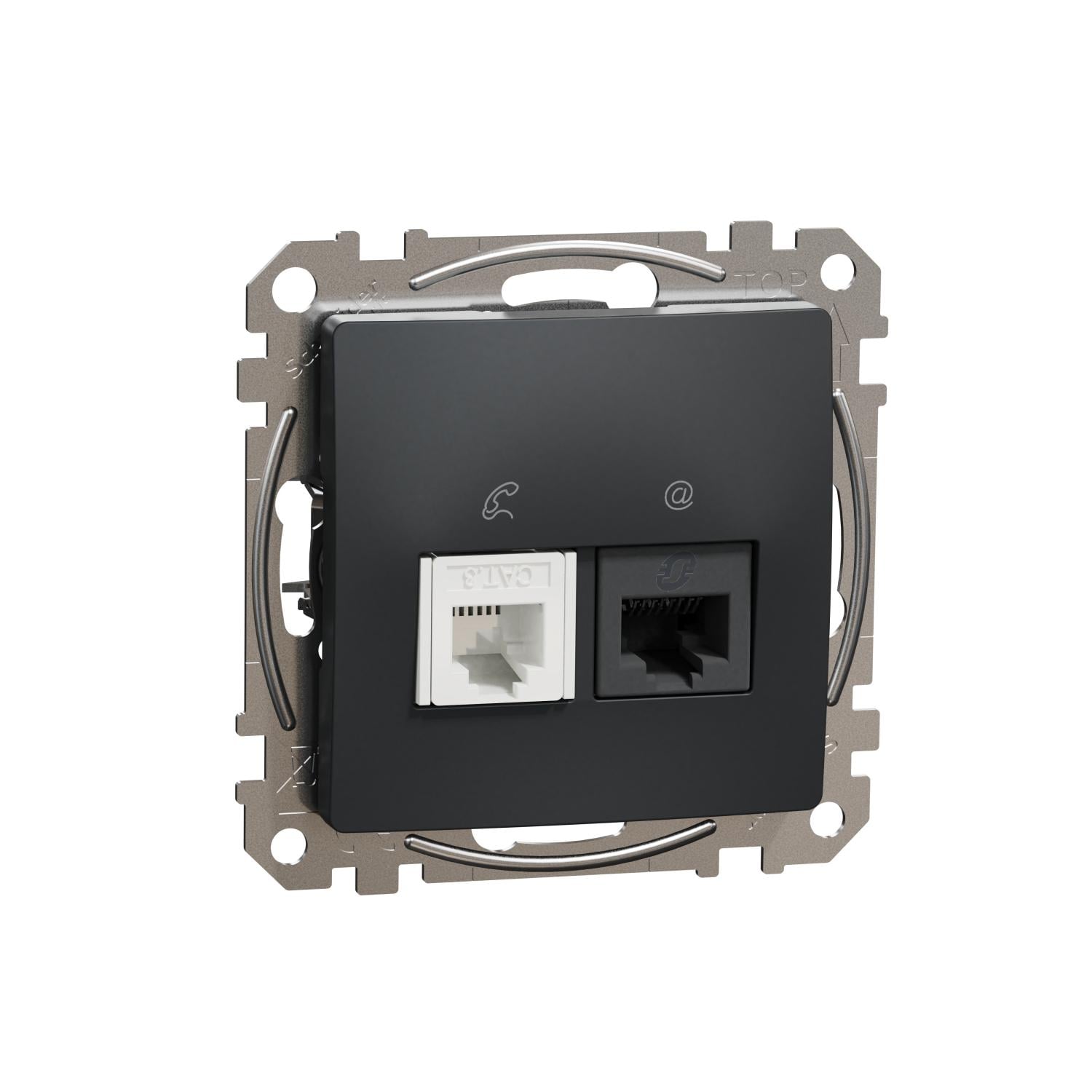 Розетка телекоммуникационная Schneider Electric Sedna Design&Elements RJ45+RJ11 6UTP Черный (SDD114468)