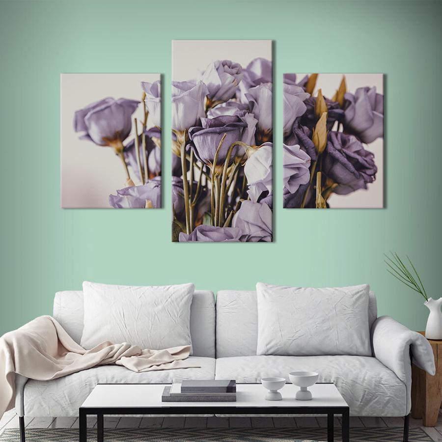 Картина на холсте триптих Букет колокольчиков 141x90 см (988-32)