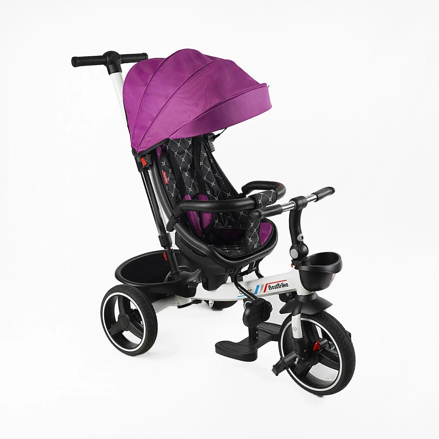 Велосипед детский трехколесный Best Trike Oscar 6390 PU складной руль с родительской ручкой Фиолетовый (17-502)