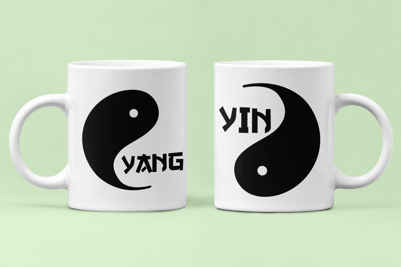 Чашки парные "Yin Yang" для влюбленных 330 мл Белый (ВЛ72Ч)