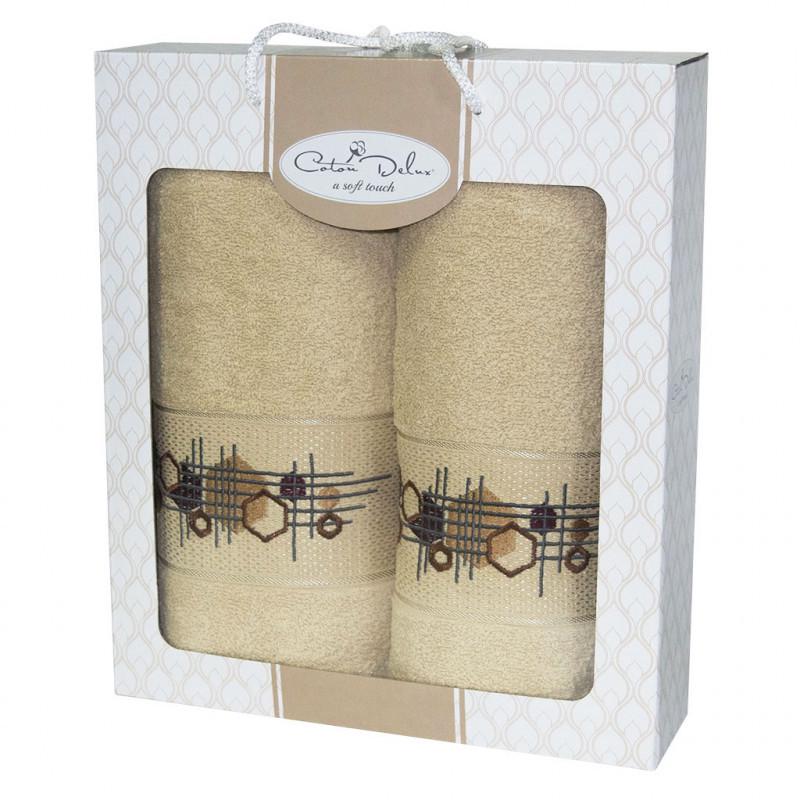 Набор полотенец Gursan Cotton Geometry 50х90 + 70х140 Бежевый (18875) Набор полотенец Gursan Cotton Geometry 50х90 + 70х140 Бежевый (18875)