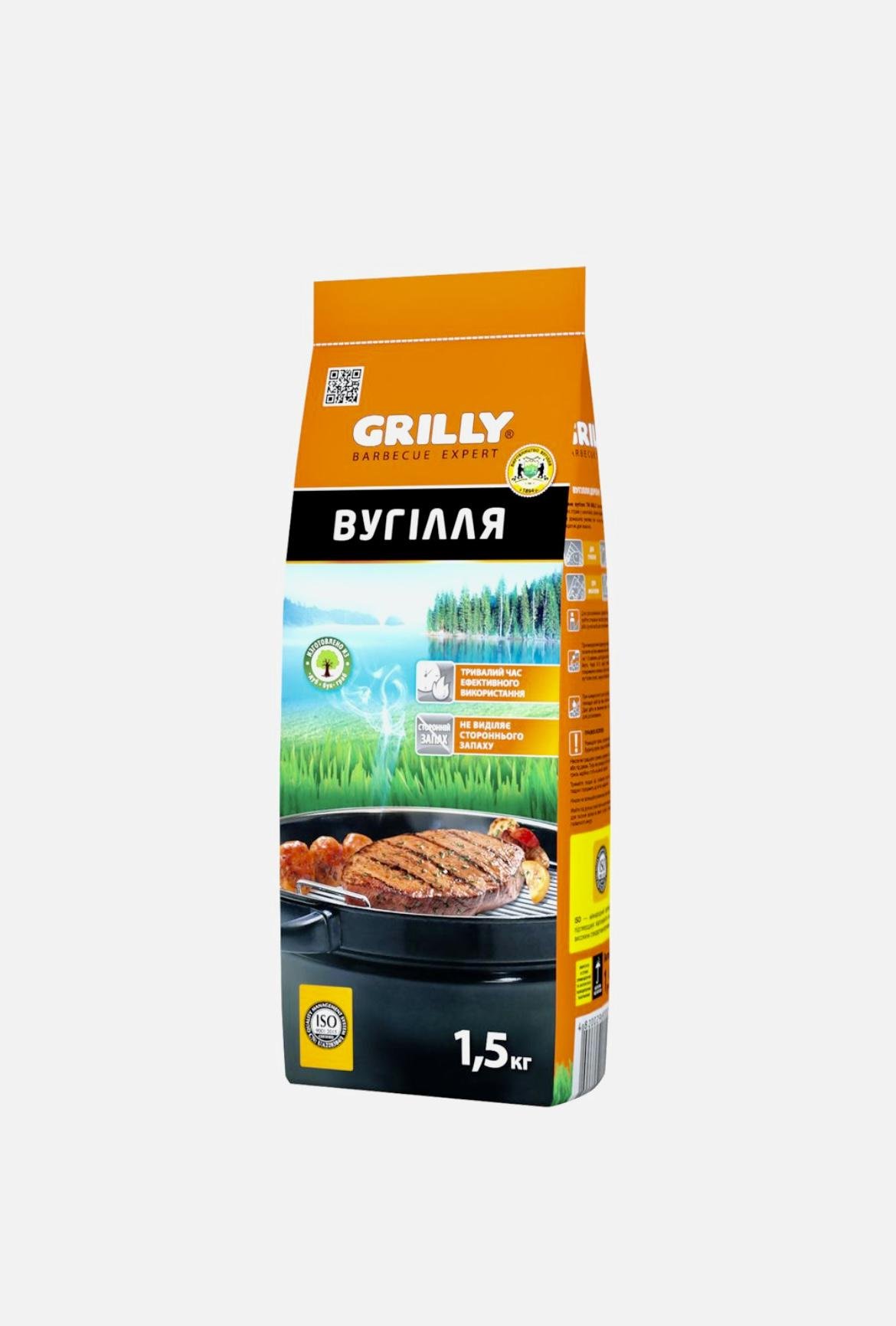 Вугілля деревне GRILLY для гриля/барбекю/мангала 1,5 кг (4820029920273)