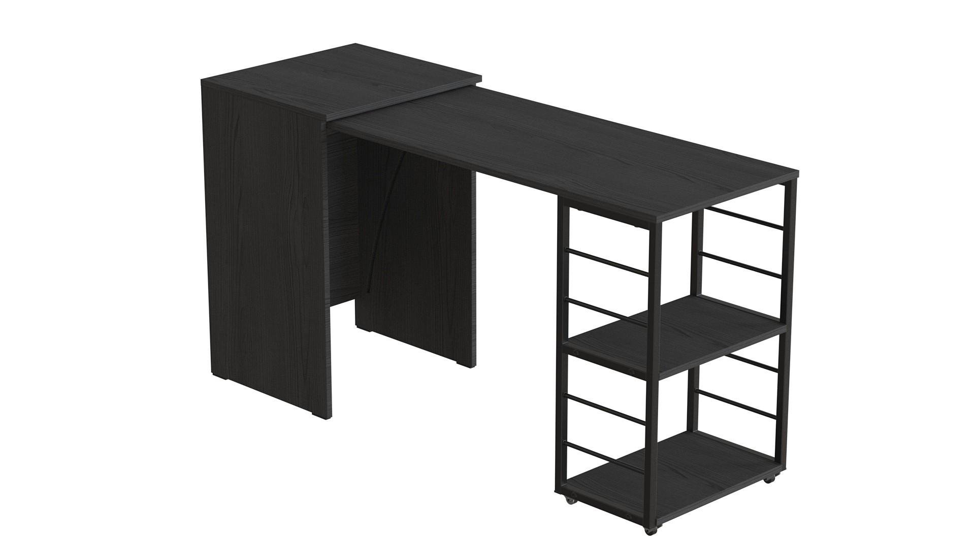 Стол-тумба трансформер Ferrum-decor Смарт 2/2 металл/ДСП 16 мм 750x1450x600 мм Черный/Бетон (FRD-105108) - фото 3