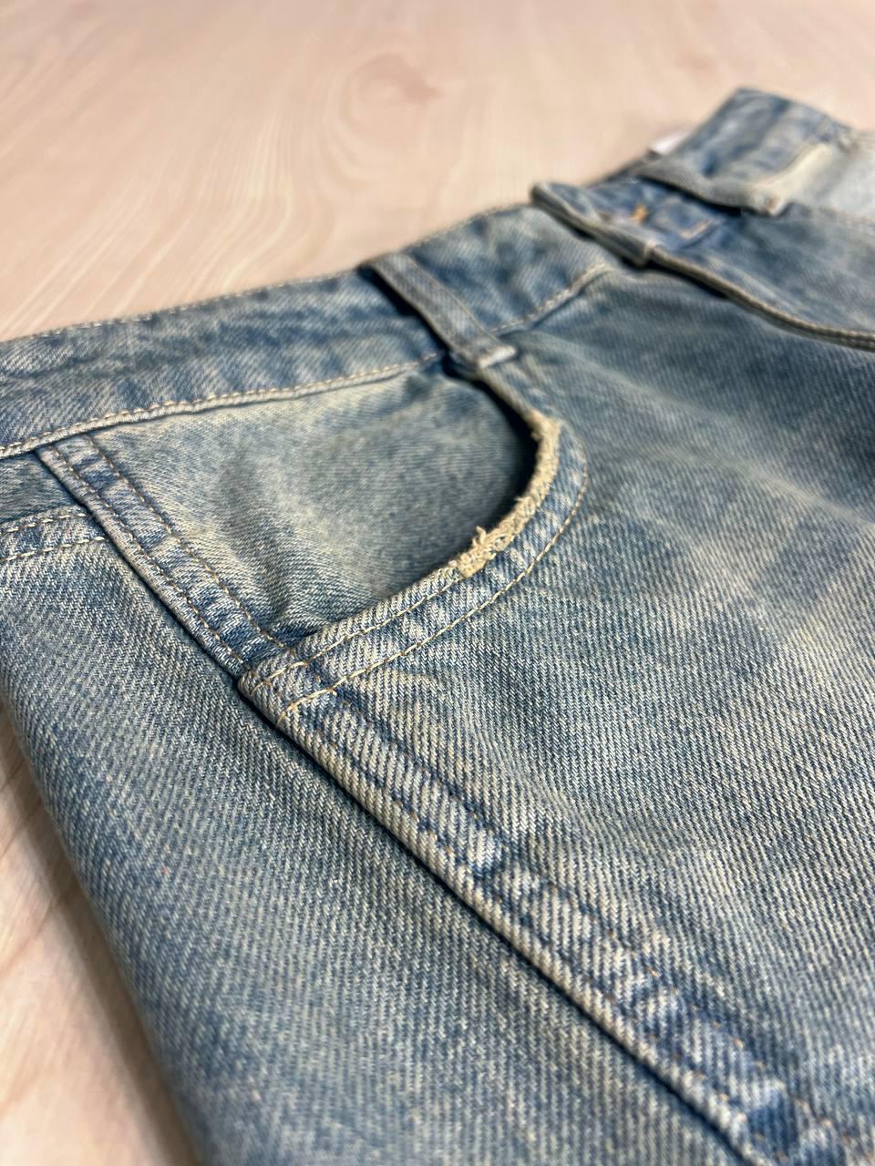 Джинсы женские ITS Basic 3123 cargo fit косой шов карманы сбоку винтаж широкие р. 34 Серо-зеленый (1378) - фото 3