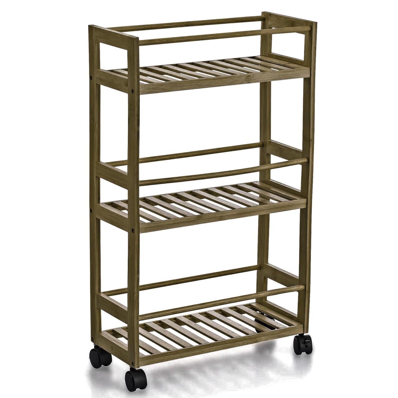 Этажерка для ванной из дерева на колесиках Тапиноки Палисандр (АБТ-002502)