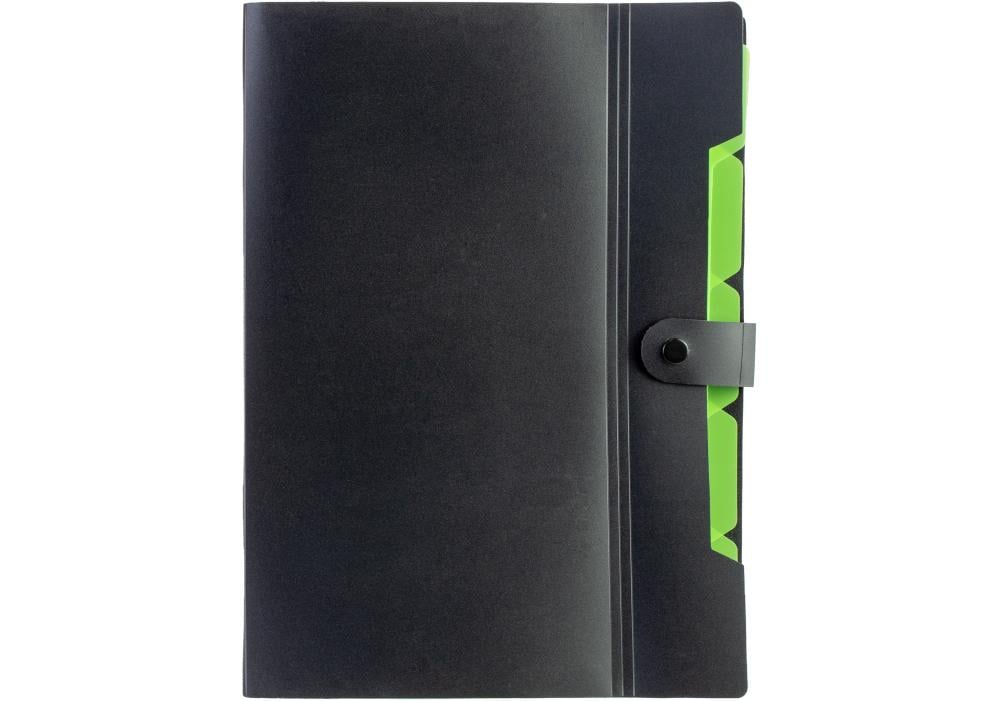 Папка Optima на кнопке A4 Черный с салатовым (O35539)